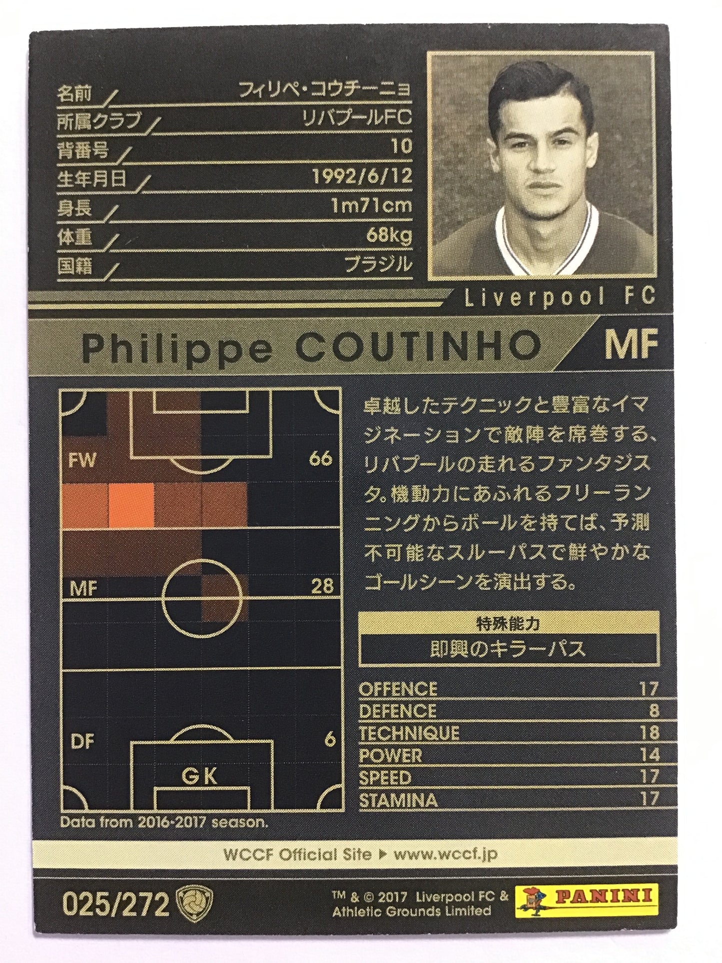 [JP] 17-18 Philippe Coutinho/Philippe Coutinho/Philippe Coutinho - (17-18)025/272/17-18/Black
