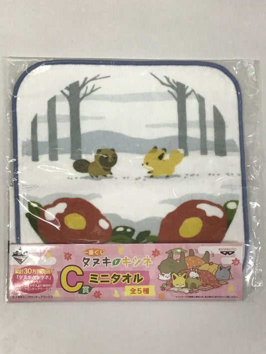 一番くじ タヌキとキツネ C賞 ミニタオル 雪