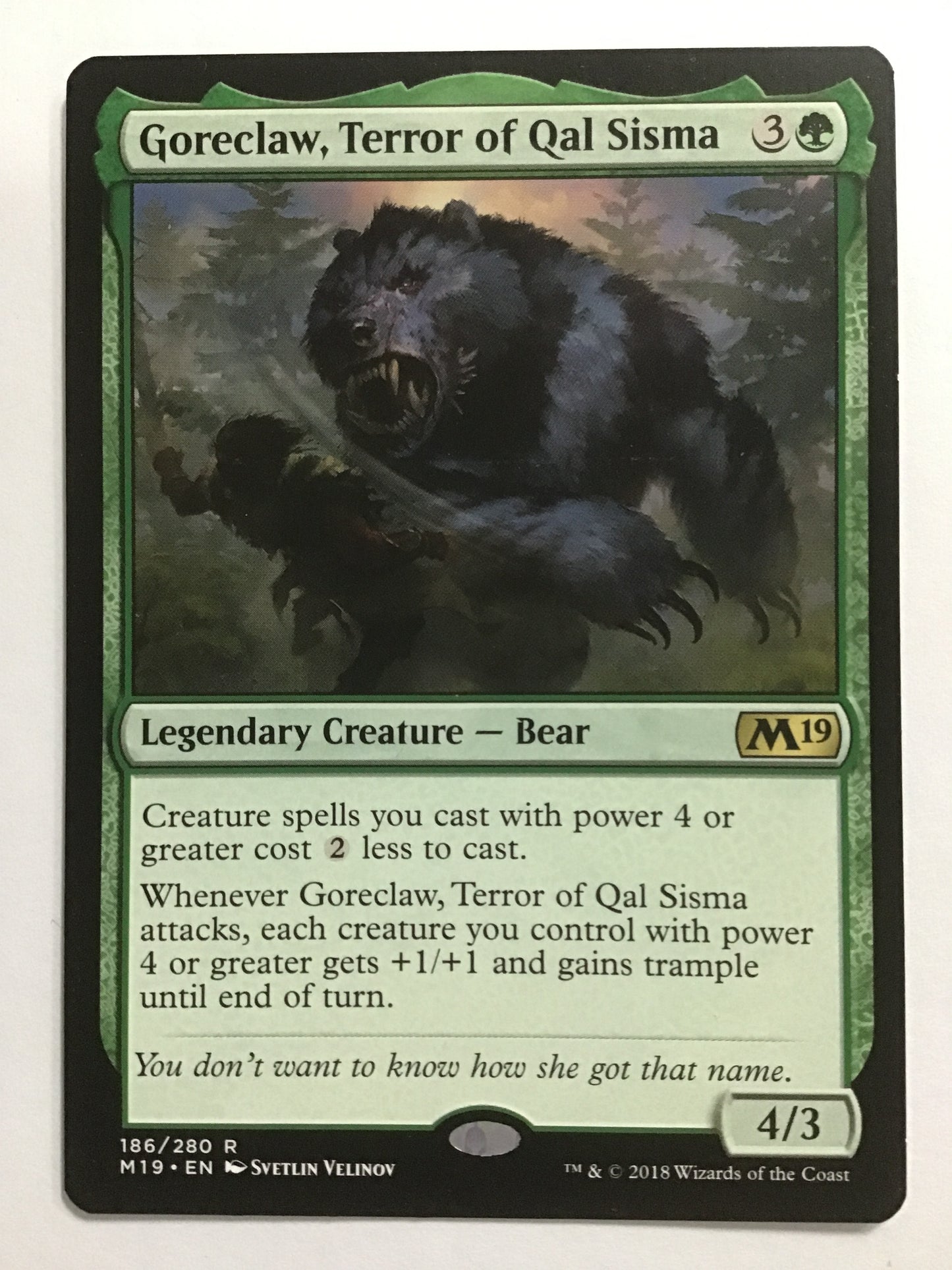 [EN] カル・シスマの恐怖、殺し爪/ｶﾙｼｽﾏﾉｷｮｳﾌｺﾛｼﾂﾞﾒ/Goreclaw, Terror of Qal Sisma - M19 186/280/R