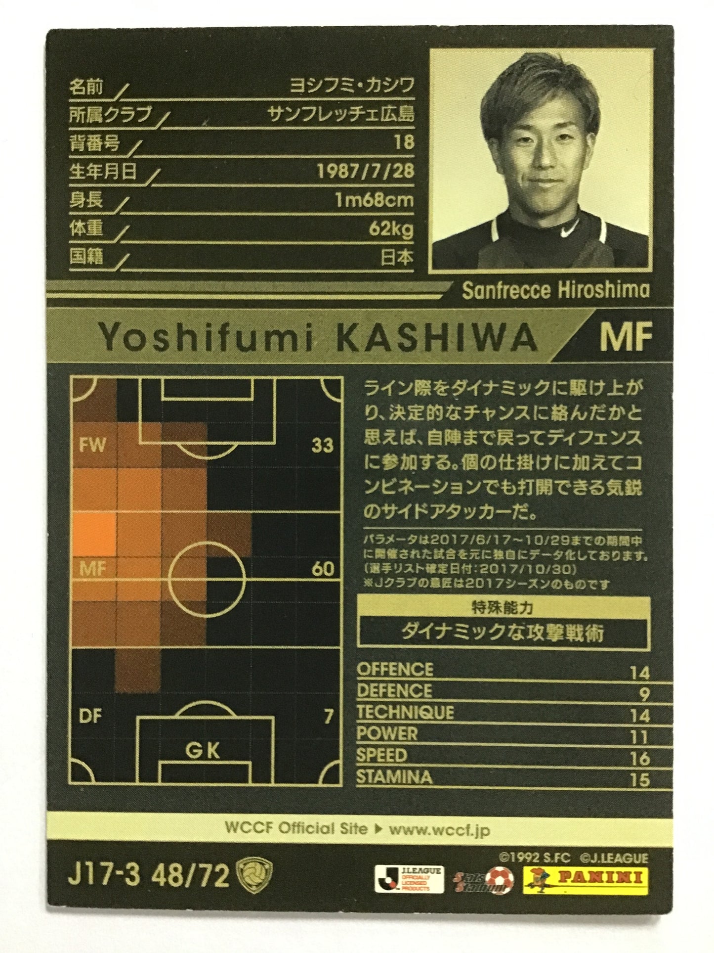 [JP] 17-18 ヨシフミ・カシワ/ヨシフミカシワ/ﾖｼﾌﾐｶｼﾜ - J17-3 48/72/白 (2017-2018)