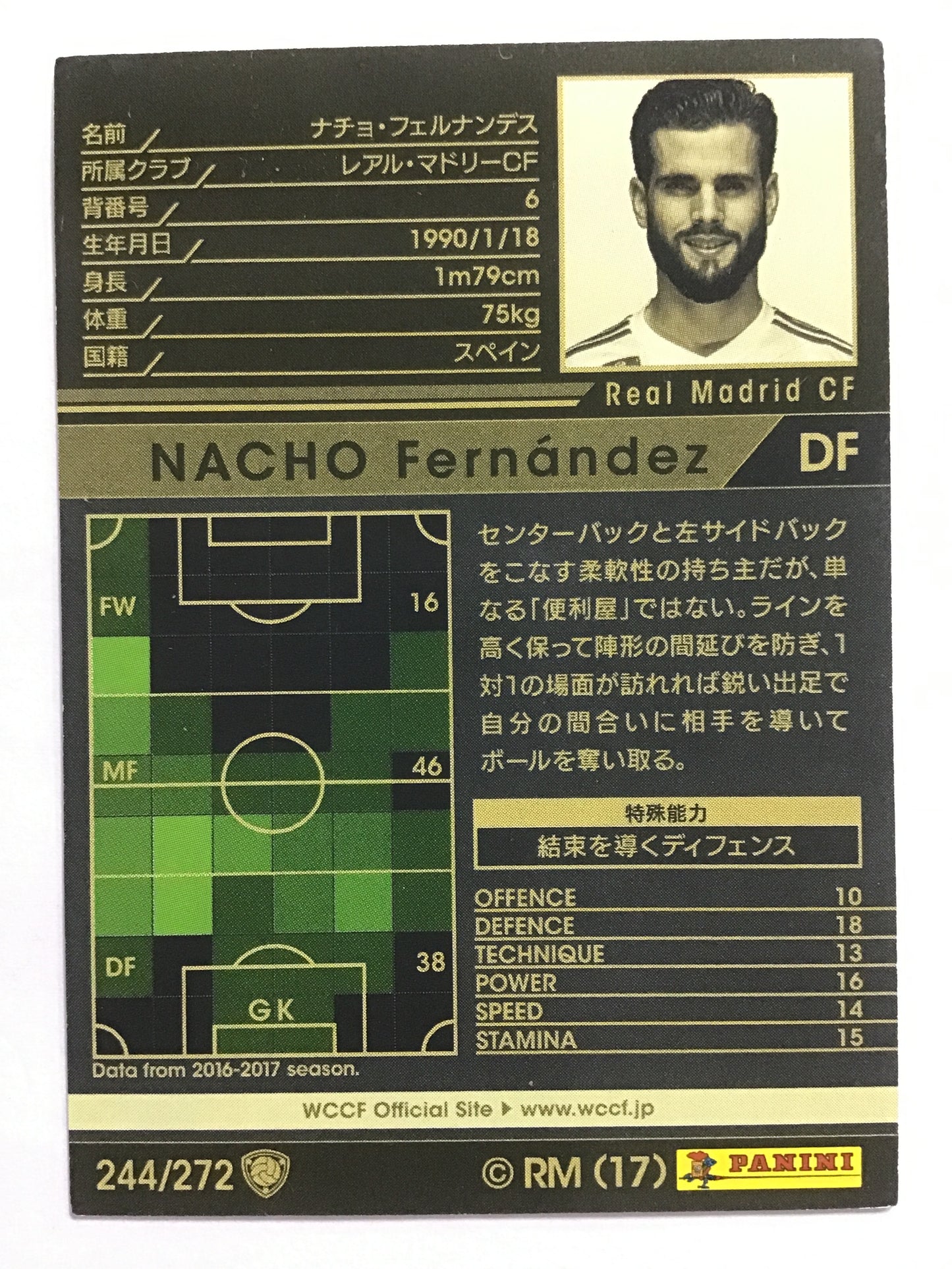 [JP] 17-18 ナチョ・フェルナンデス/ナチョフェルナンデス/ﾅﾁｮﾌｪﾙﾅﾝﾃﾞｽ - 244/272/白 (2017-2018)