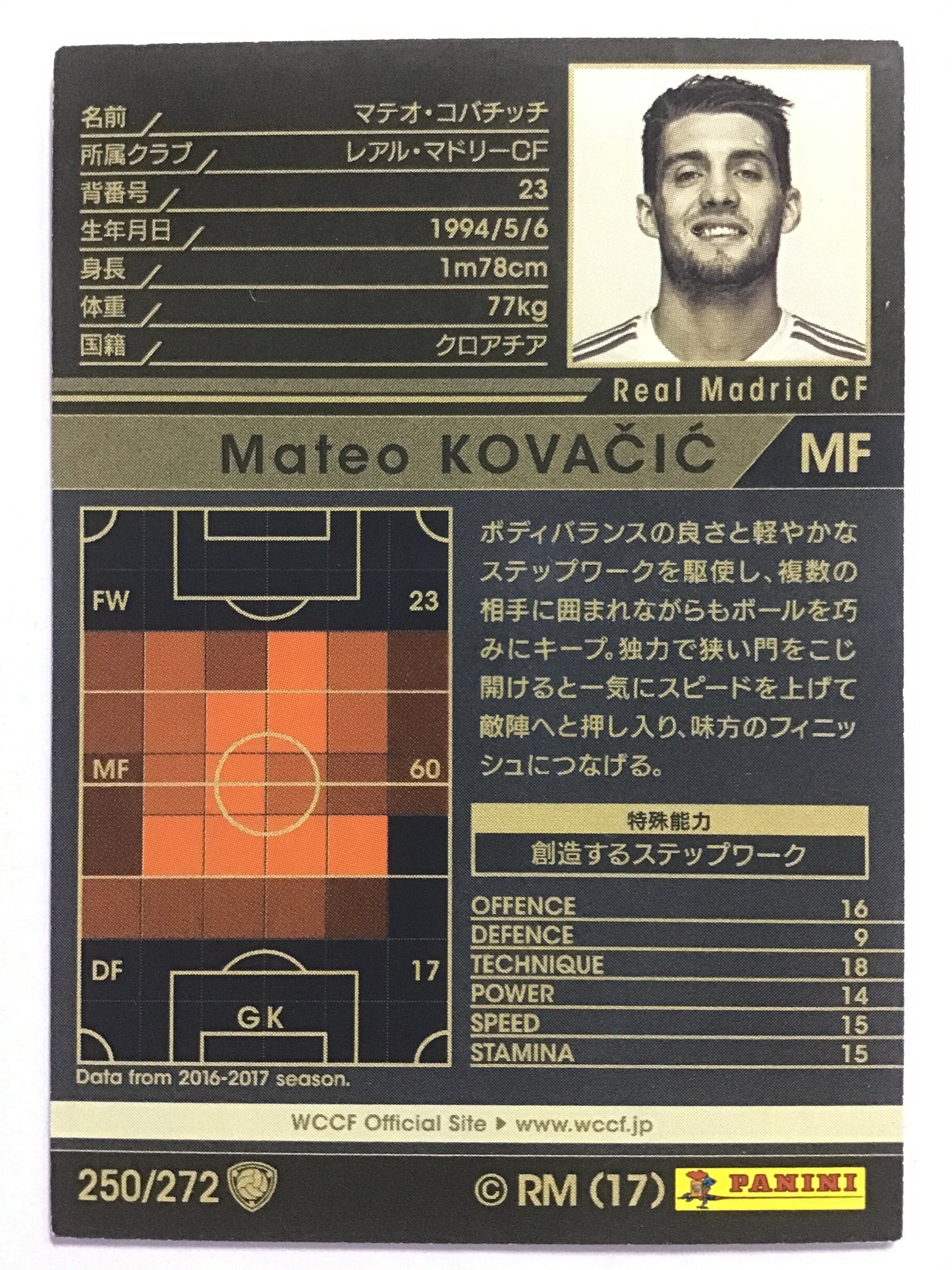 [JP] 17-18 マテオ・コバチッチ/マテオコバチッチ/ﾏﾃｵｺﾊﾞﾁｯﾁ - 250/272/黒 (2017-2018)