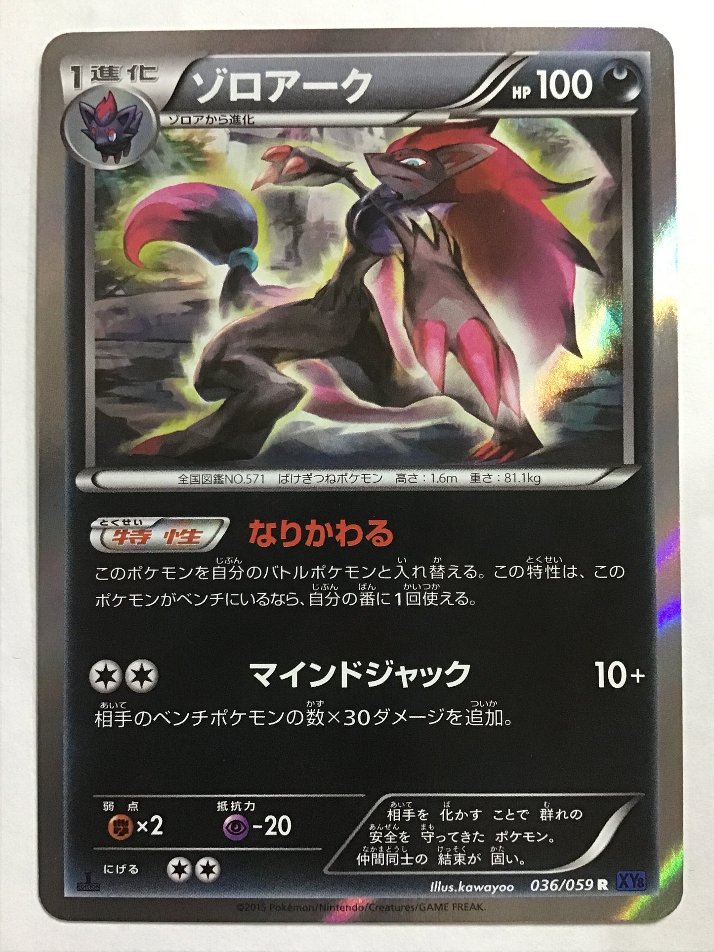 [JP] ゾロアーク/ゾロアーク/ｿﾞﾛｱｰｸ - XY8 036/059 青/R (1ED)