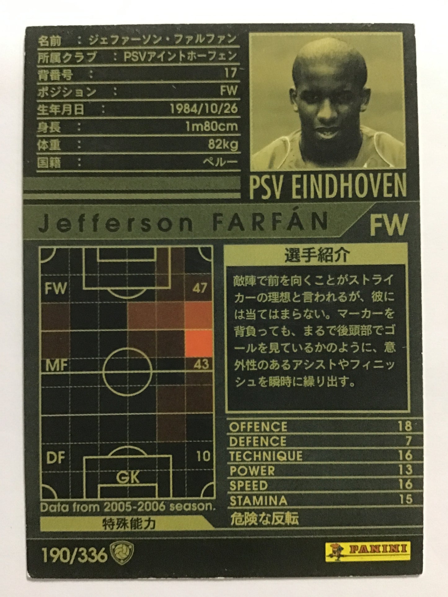 [JP] 05-06 ジェファーソン・ファルファン/ジェファーソンファルファン/ｼﾞｪﾌｧｰｿﾝﾌｧﾙﾌｧﾝ - 190/336/白 (2005-2006)