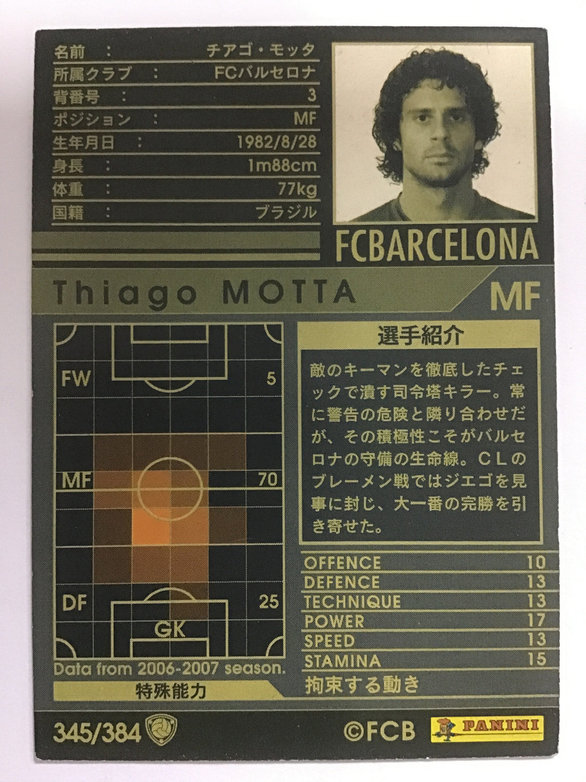 [JP] 06-07 Thiago Motta/Thiago Motta/Thiago Motta - (06-07)345/384/06-07/White