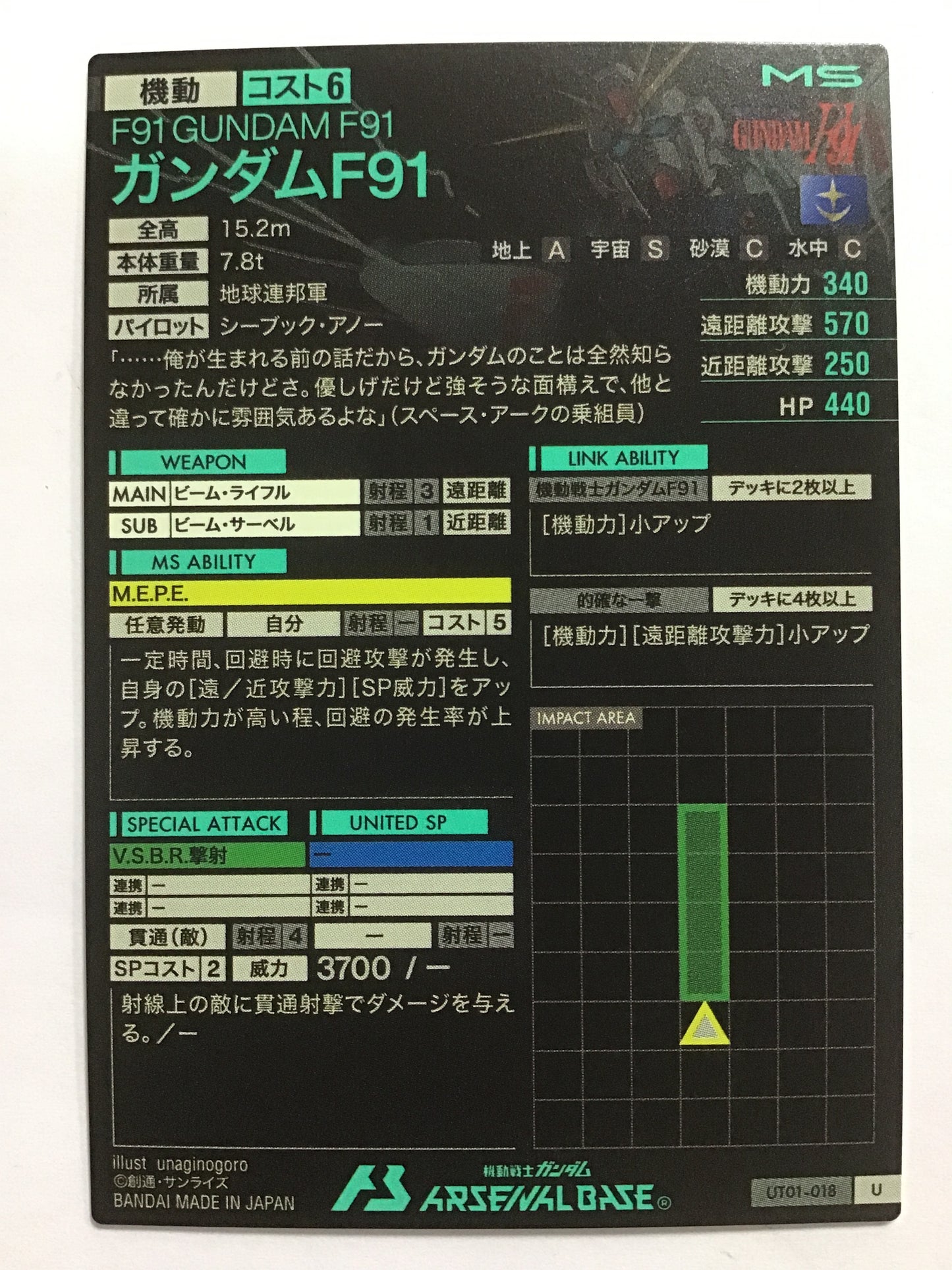 [JP] ガンダムF91/ガンダムエフキュウジュウイチ/ｶﾞﾝﾀﾞﾑｴﾌｷｭｳｼﾞｭｳｲﾁ - UT01-018/U