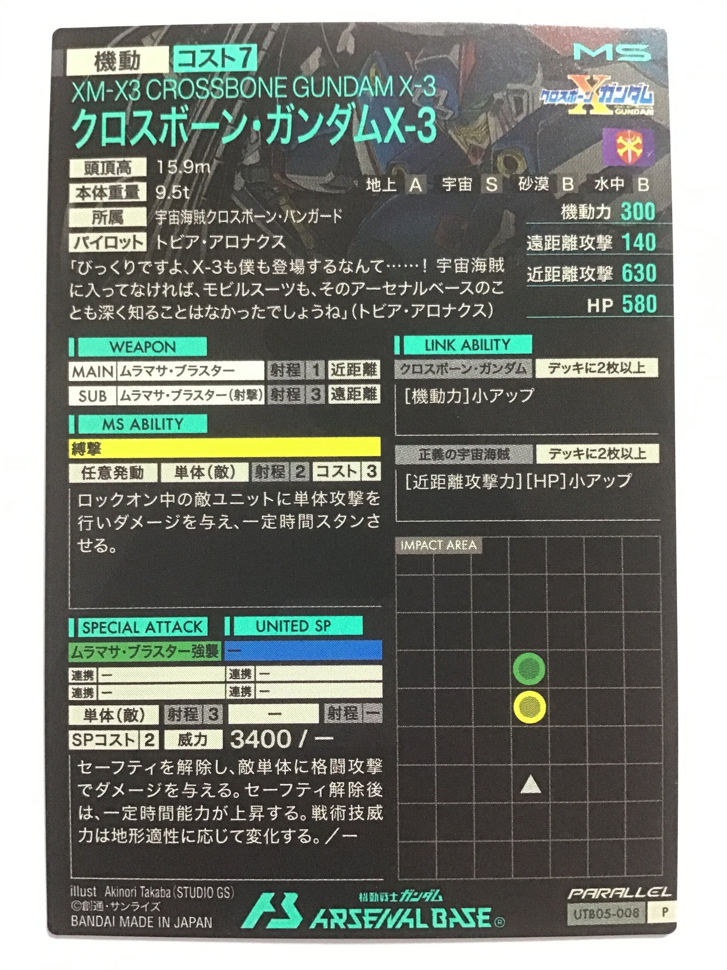 [JP] クロスボーン・ガンダムX-3/クロスボーンガンダムエックススリー/ｸﾛｽﾎﾞｰﾝｶﾞﾝﾀﾞﾑｴｯｸｽｽﾘｰ - UTB05-008/P (PARALLEL)