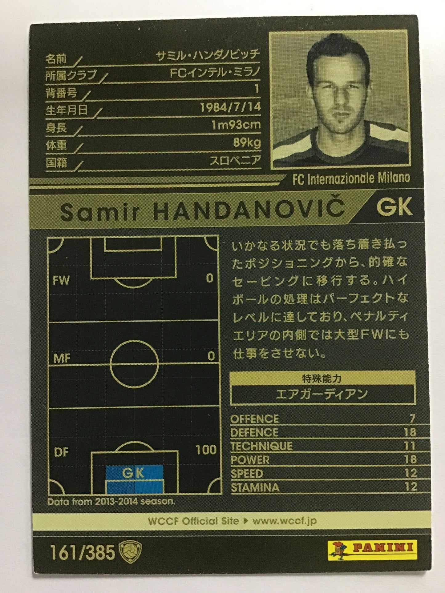 [JP] 13-14 Samir Handanovic/Samir Handanovic/Samir Handanovic - (13-14)161/385/13-14/White