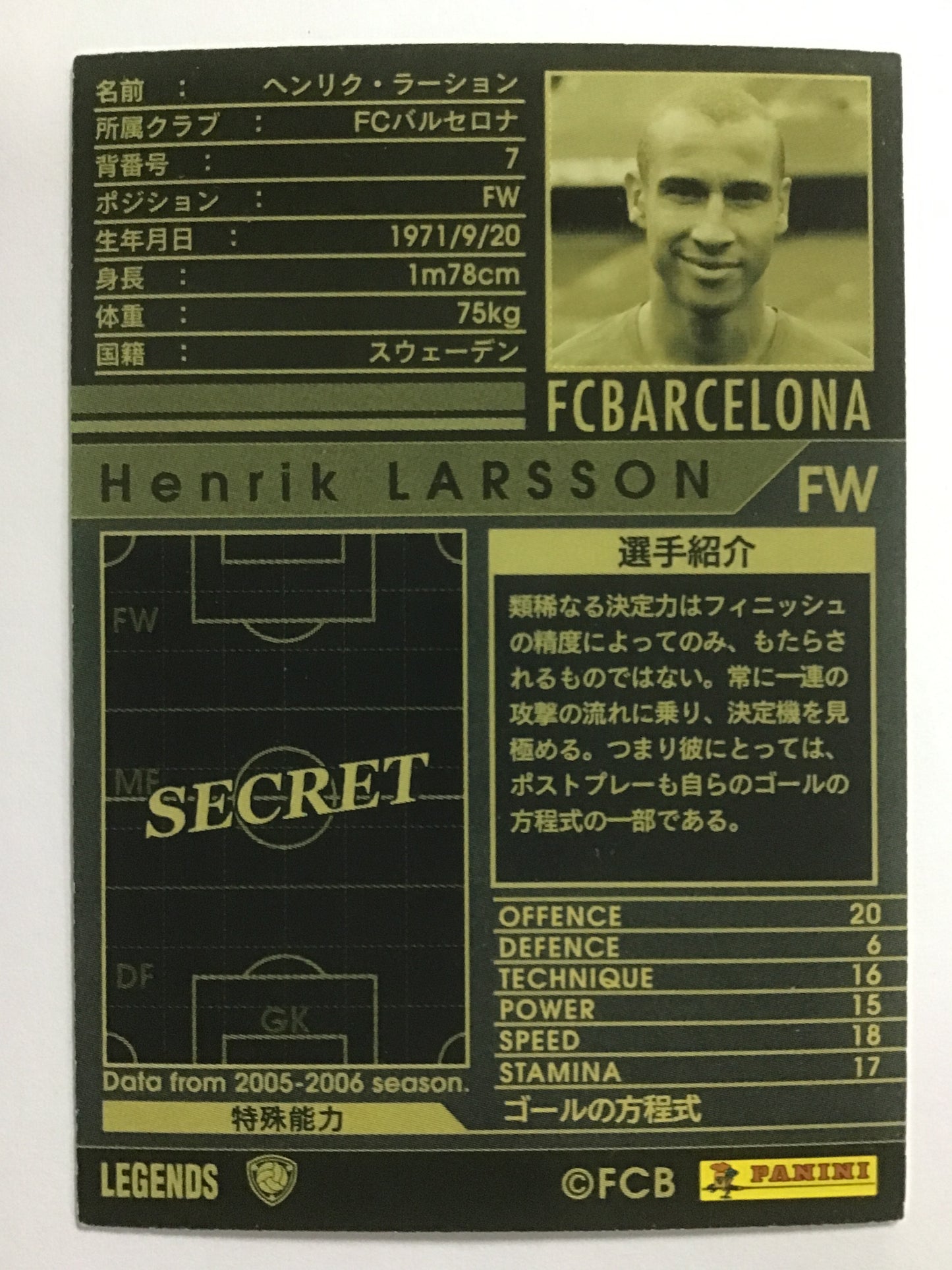 [JP] 05-06 Henrik Larsson/Henrik Larsson/Henrik Larsson - (05-06)LEGENDS/05-06/LE