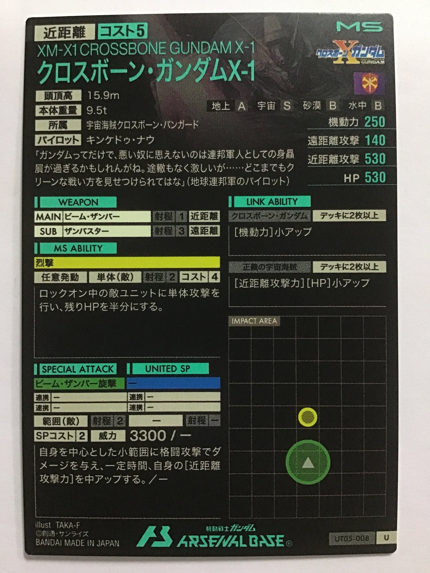 [JP] クロスボーン・ガンダムX-1/クロスボーンガンダムエックスワン/ｸﾛｽﾎﾞｰﾝｶﾞﾝﾀﾞﾑｴｯｸｽﾜﾝ - UT05-008/U