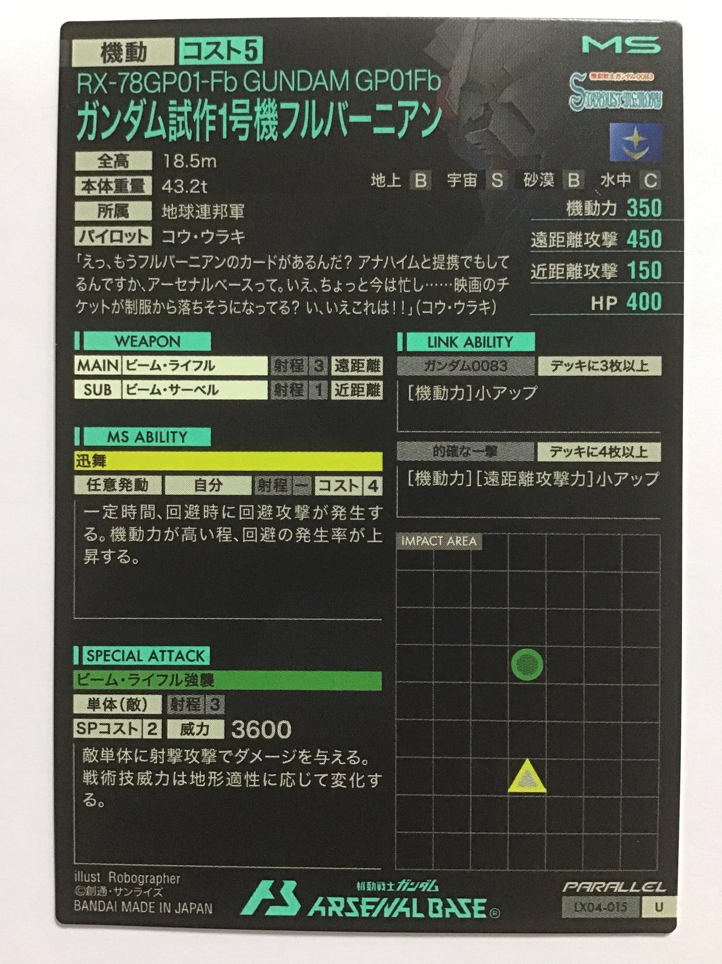 [JP] ガンダム試作1号機フルバーニアン/ガンダムシサクイチゴウキフルバーニアン/ｶﾞﾝﾀﾞﾑｼｻｸｲﾁｺﾞｳｷﾌﾙﾊﾞｰﾆｱﾝ - LX04-015/U (PARALLEL)