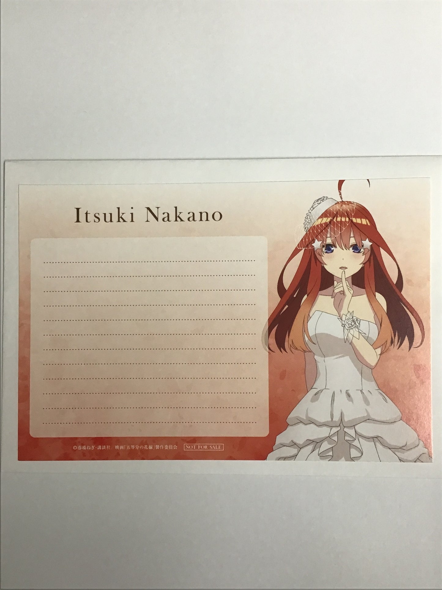 五等分の花嫁 劇場版公開記念フェア 映画 五つ子ちゃんのウェディングストーリー 第2弾 封筒入りメッセージカード 中野五月