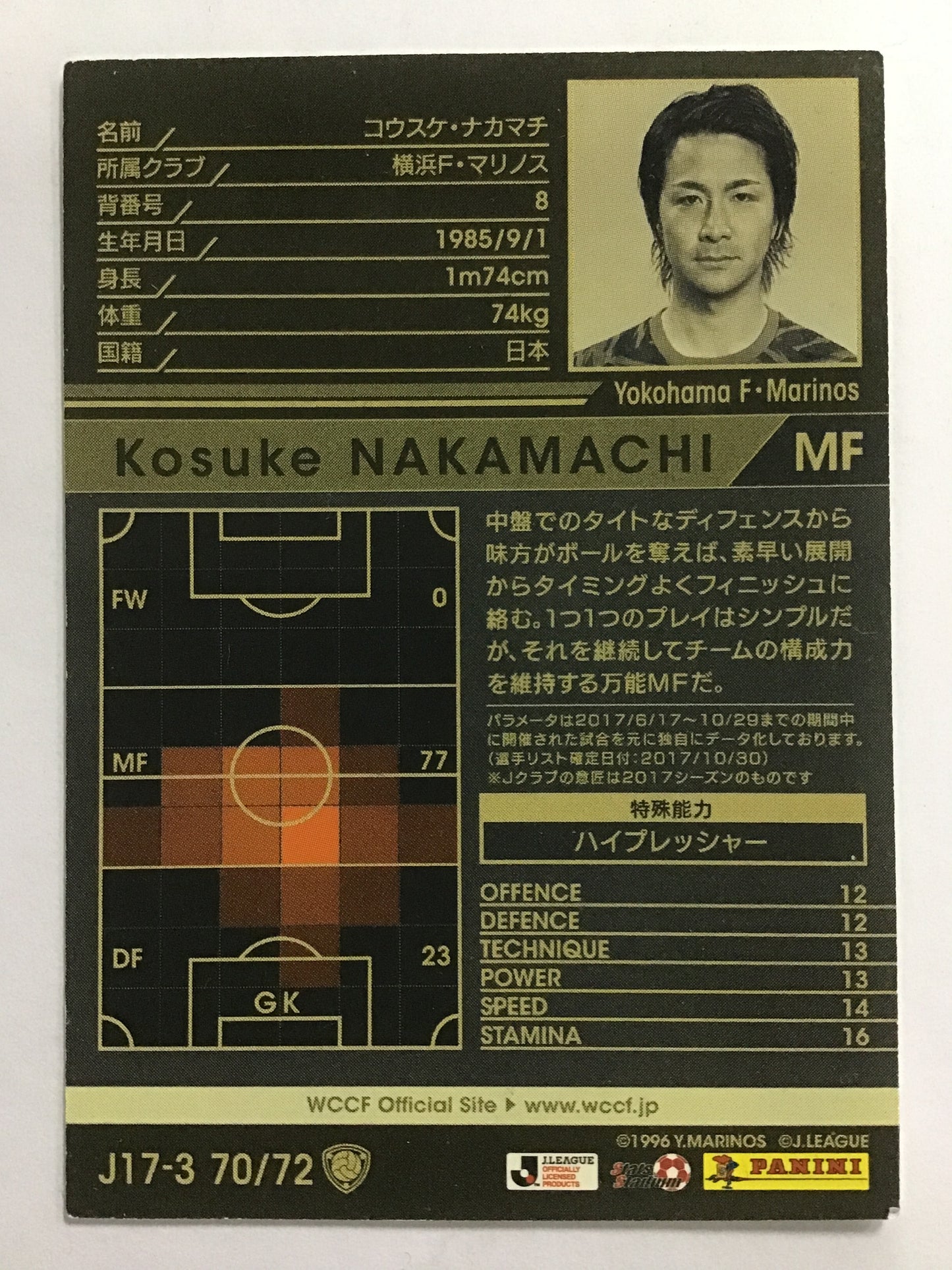 [JP] 17-18 コウスケ・ナカマチ/コウスケナカマチ/ｺｳｽｹﾅｶﾏﾁ - J17-3 70/72/白 (2017-2018)