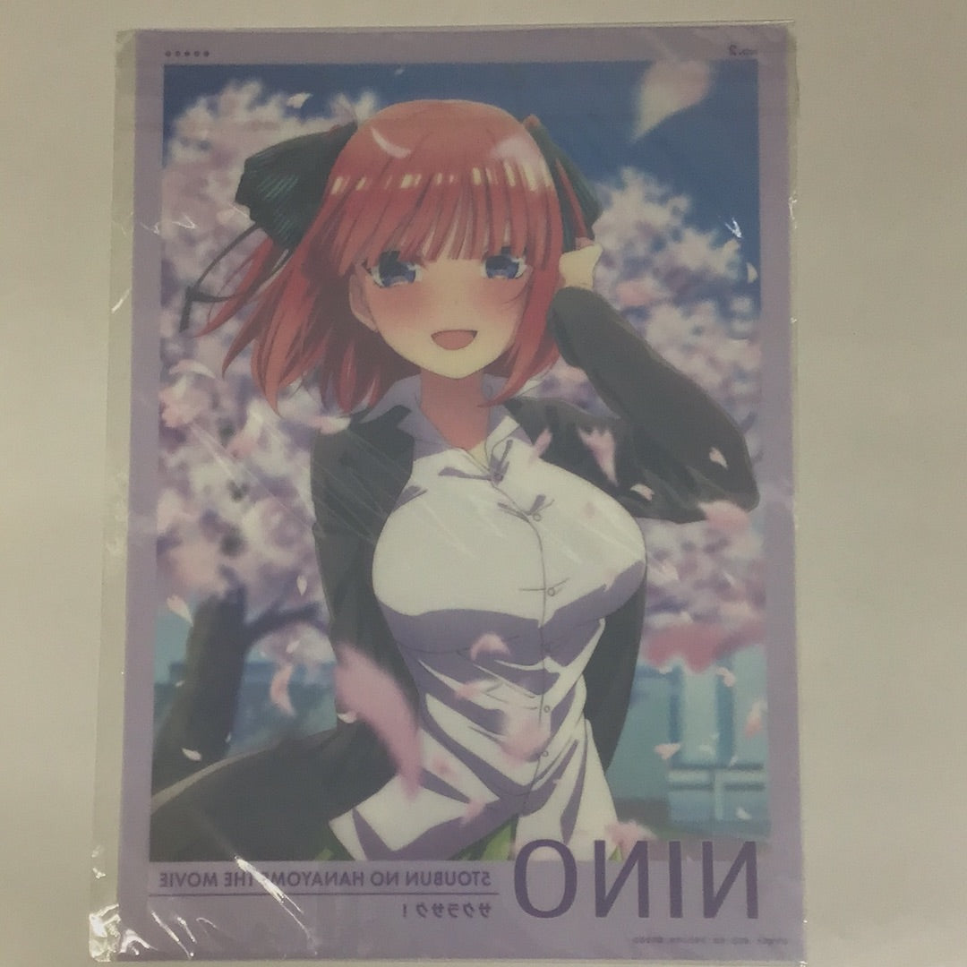 Charatto Kuji Movie The Quintessential Quintuplets ~ Sakura Saku! ~ L Prize A3 Clear Poster NO.2 Nino Nakano