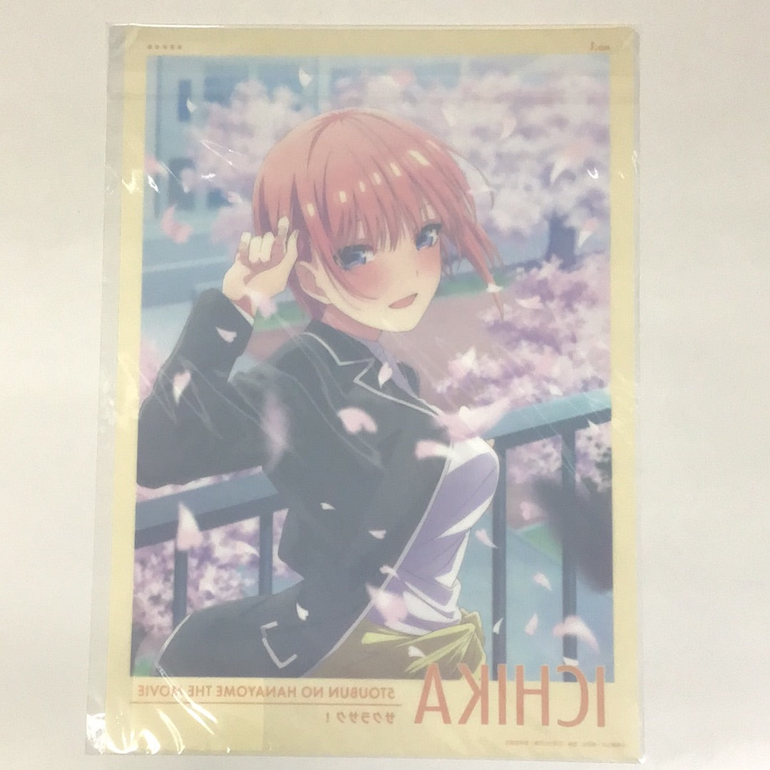 Charatto Kuji Movie The Quintessential Quintuplets ~ Sakura Saku! ~ K Prize A3 Clear Poster NO.1 Ichika Nakano